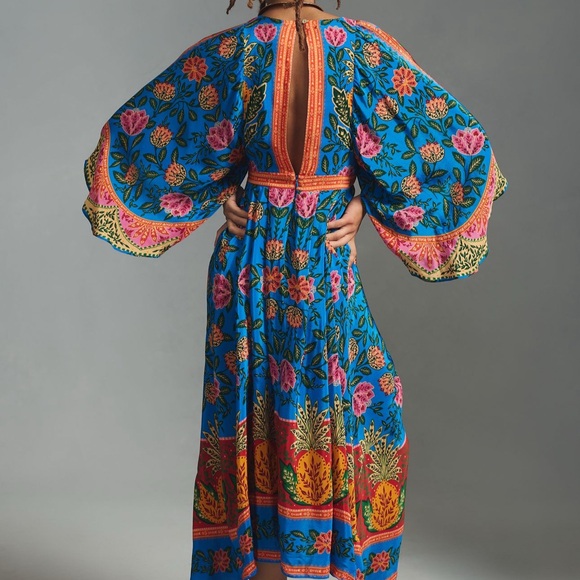 Farm Rio Pineapple Garden Kaftan Maxi Dress NWT Size L - Picture 2 of 10